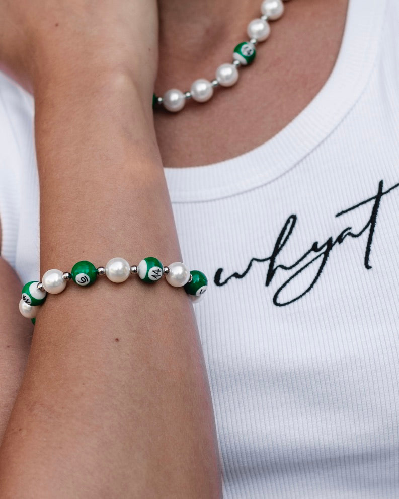 Green Pool billiards pearl Bracelet