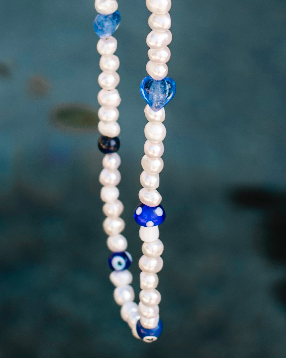 Freshwater pearl necklace with charms