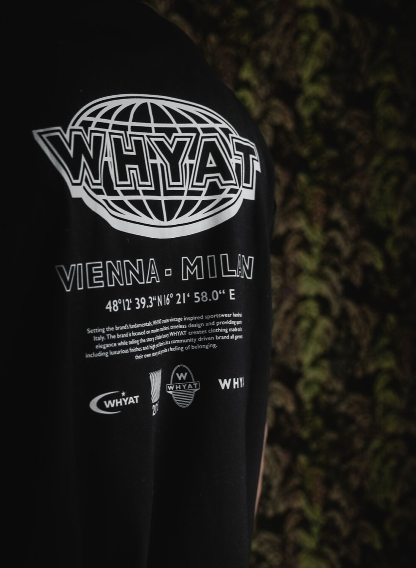 WHYAT TEE INSIDE-OUT "WORLD" LOGO black