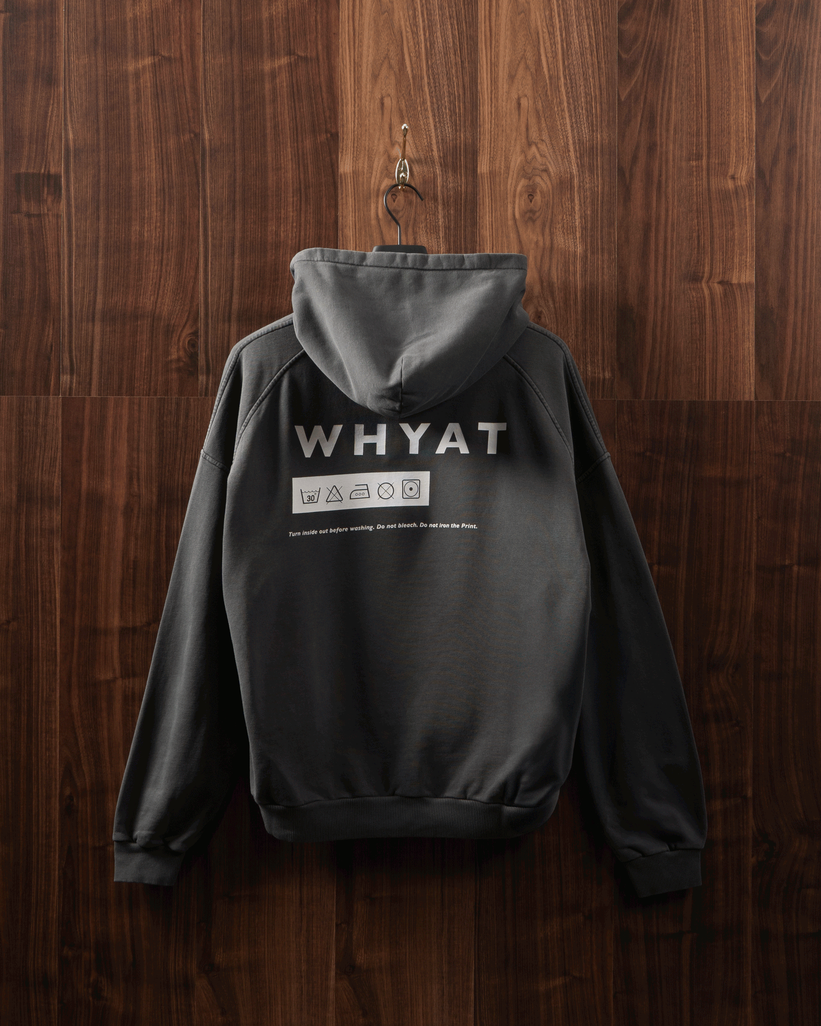 WHYAT HOODIE WASHING ADVICE -VINTAGE GREY