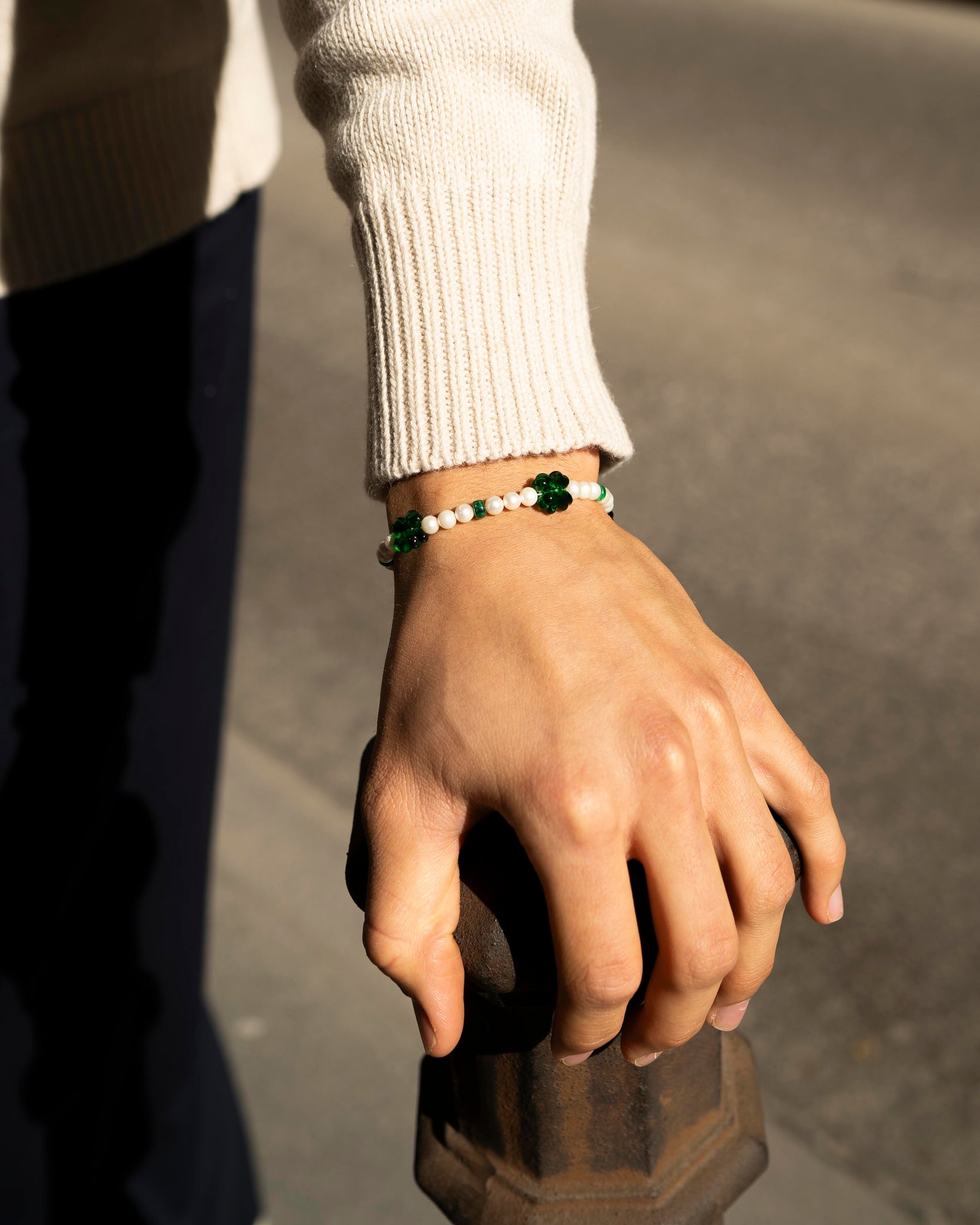 WHYAT Kleeblatt Perlen Armband