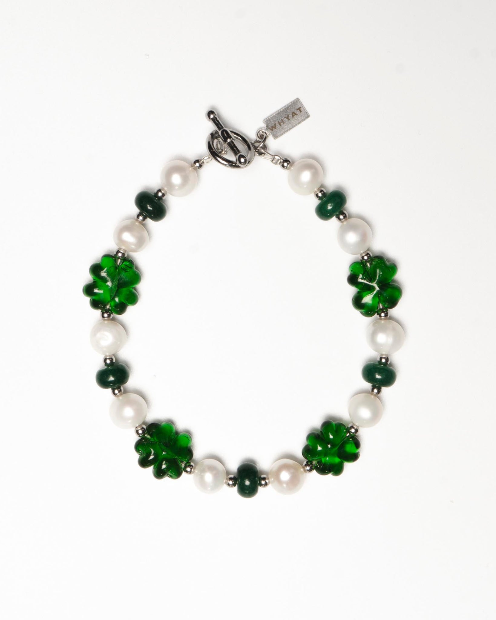 WHYAT Handmade Glass Clover Bracelet