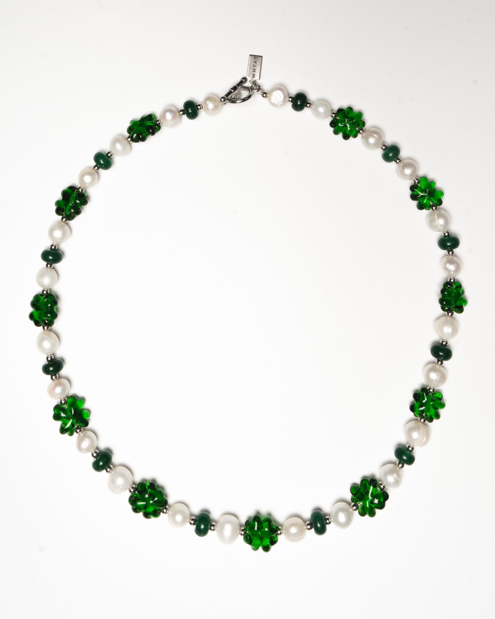 WHYAT Handmade Glass Clover Necklace