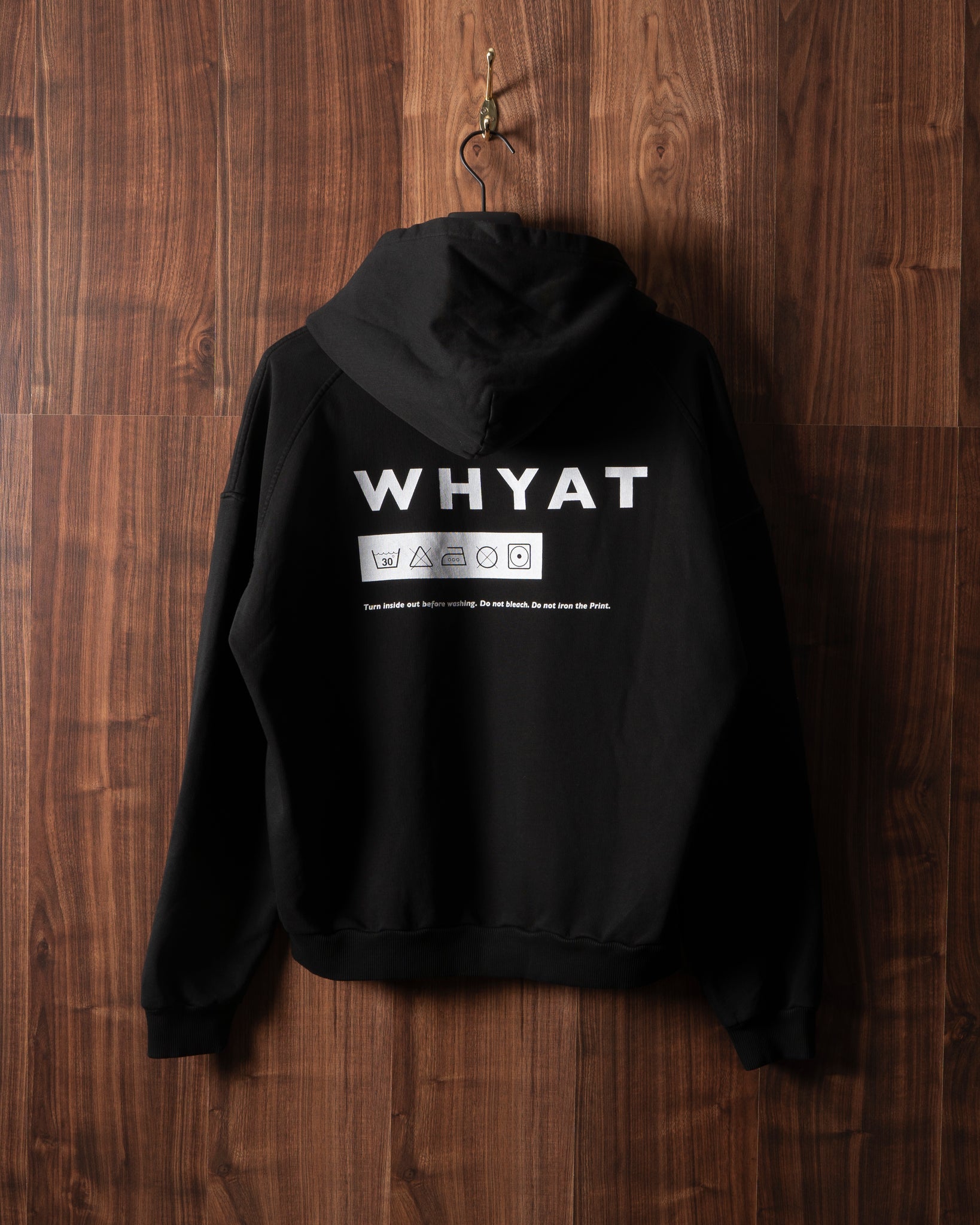 WHYAT HOODIE WASHING ADVICE BLACK