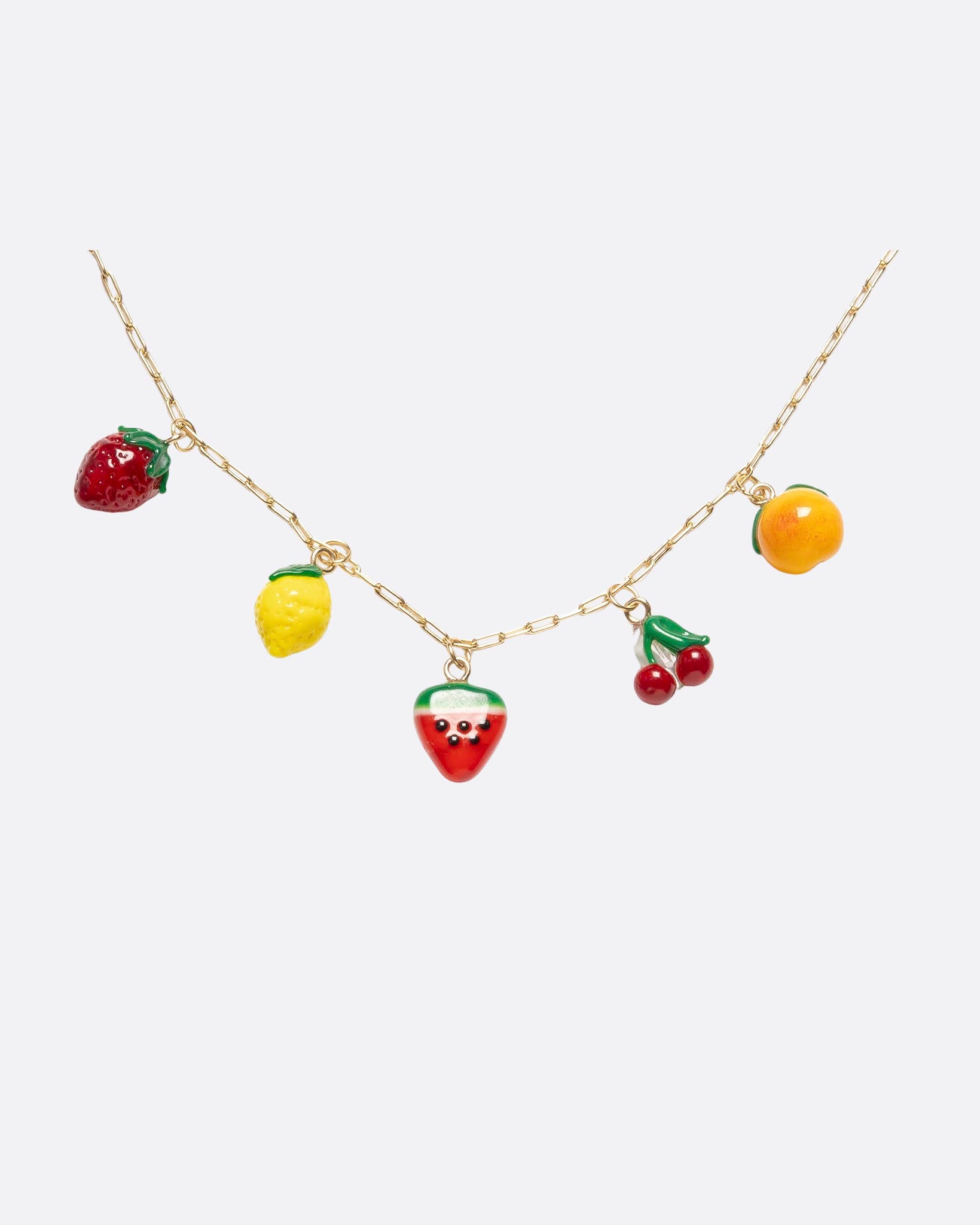 Goldkette mit Früchten charms