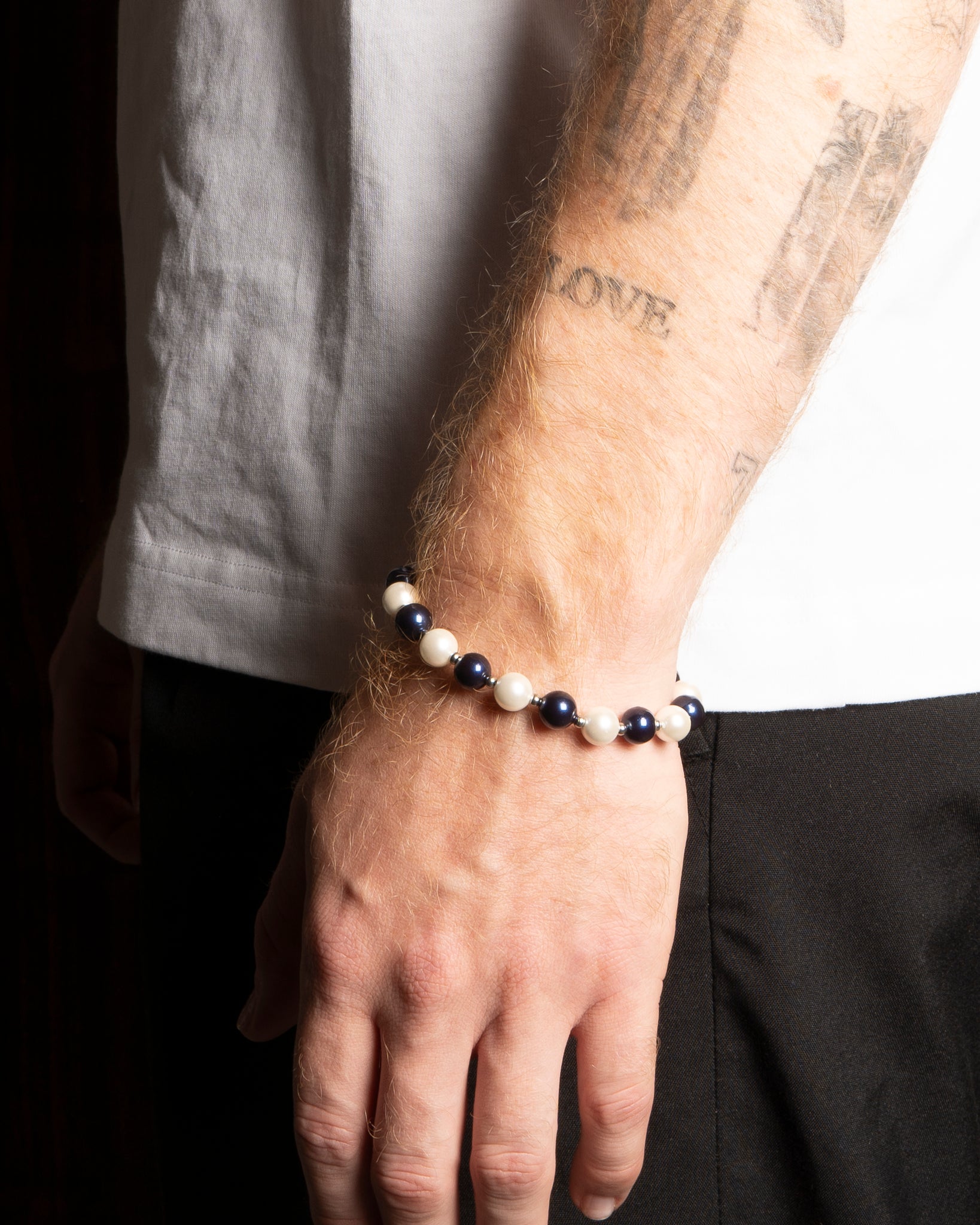 WHYAT Pearl Bracelet white and blue