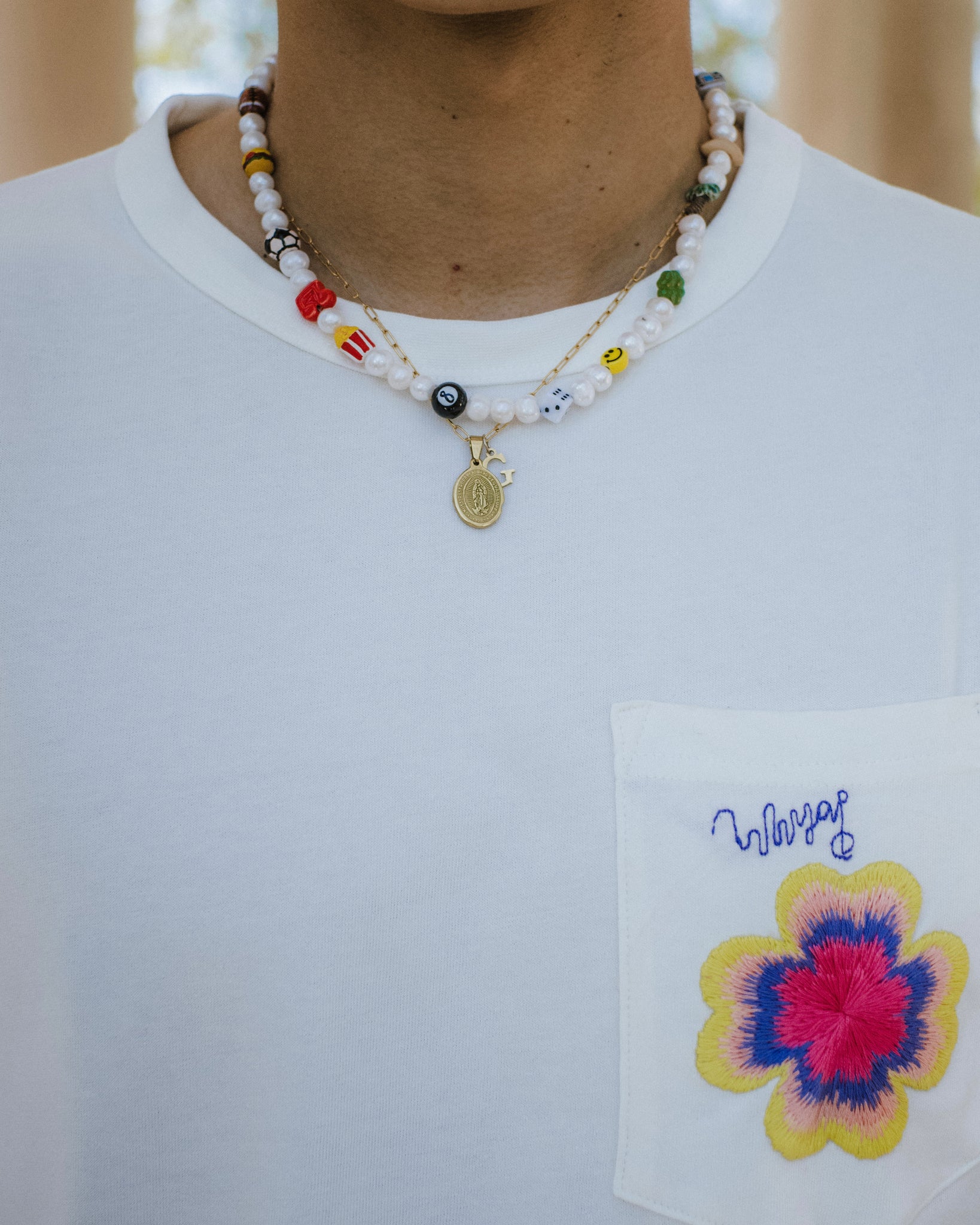 WHYAT Pearl Necklace with Charms