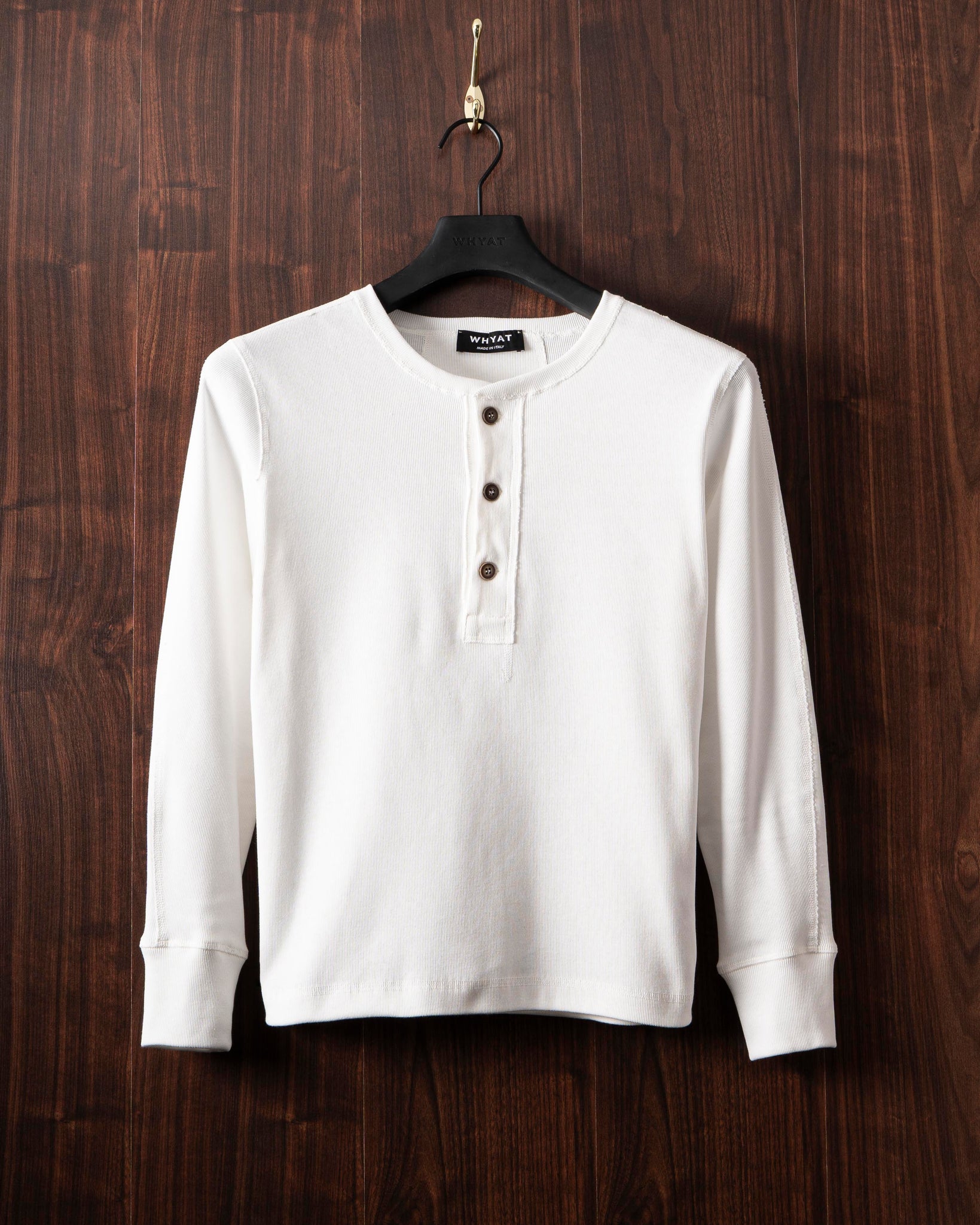 WHYAT RIB Henley Longsleeve / WHITE