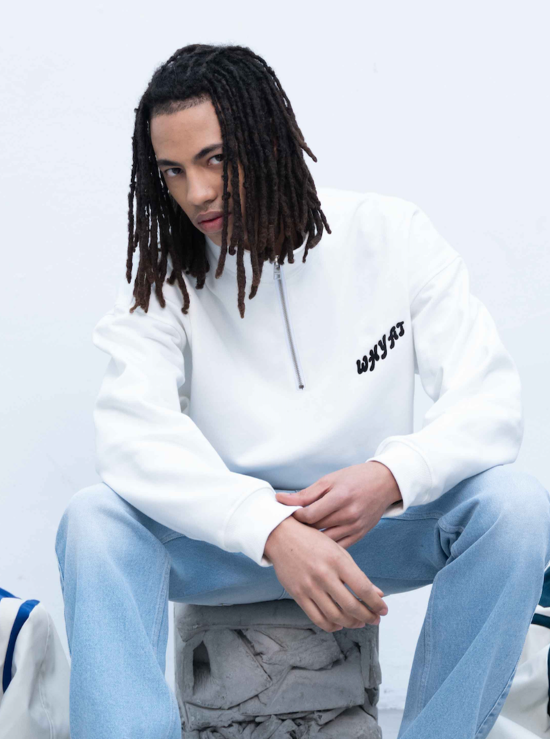 WHYAT HALF-ZIP SWEATSHIRT MONTE-CARLO -WHITE