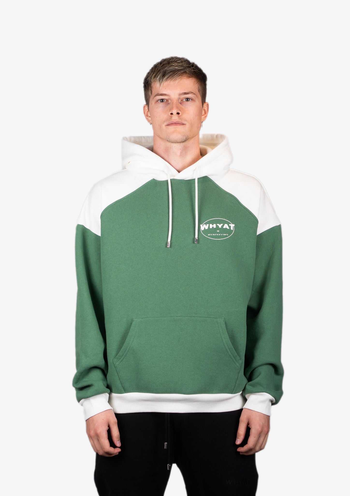 WHYAT HOODIE CIRCLE LOGO -GREEN/WHITE