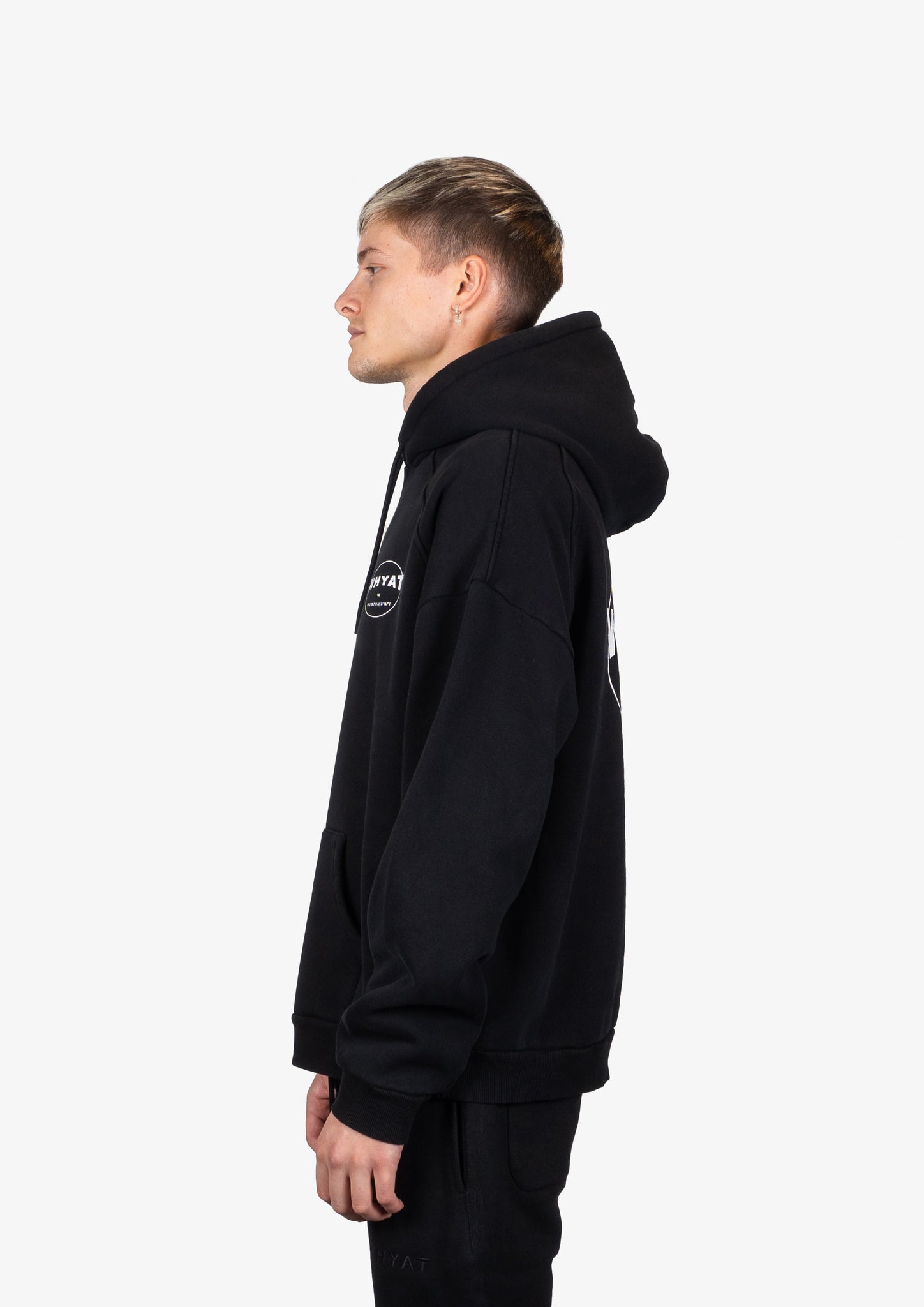 WHYAT HOODIE CIRCLE LOGO -BLACK