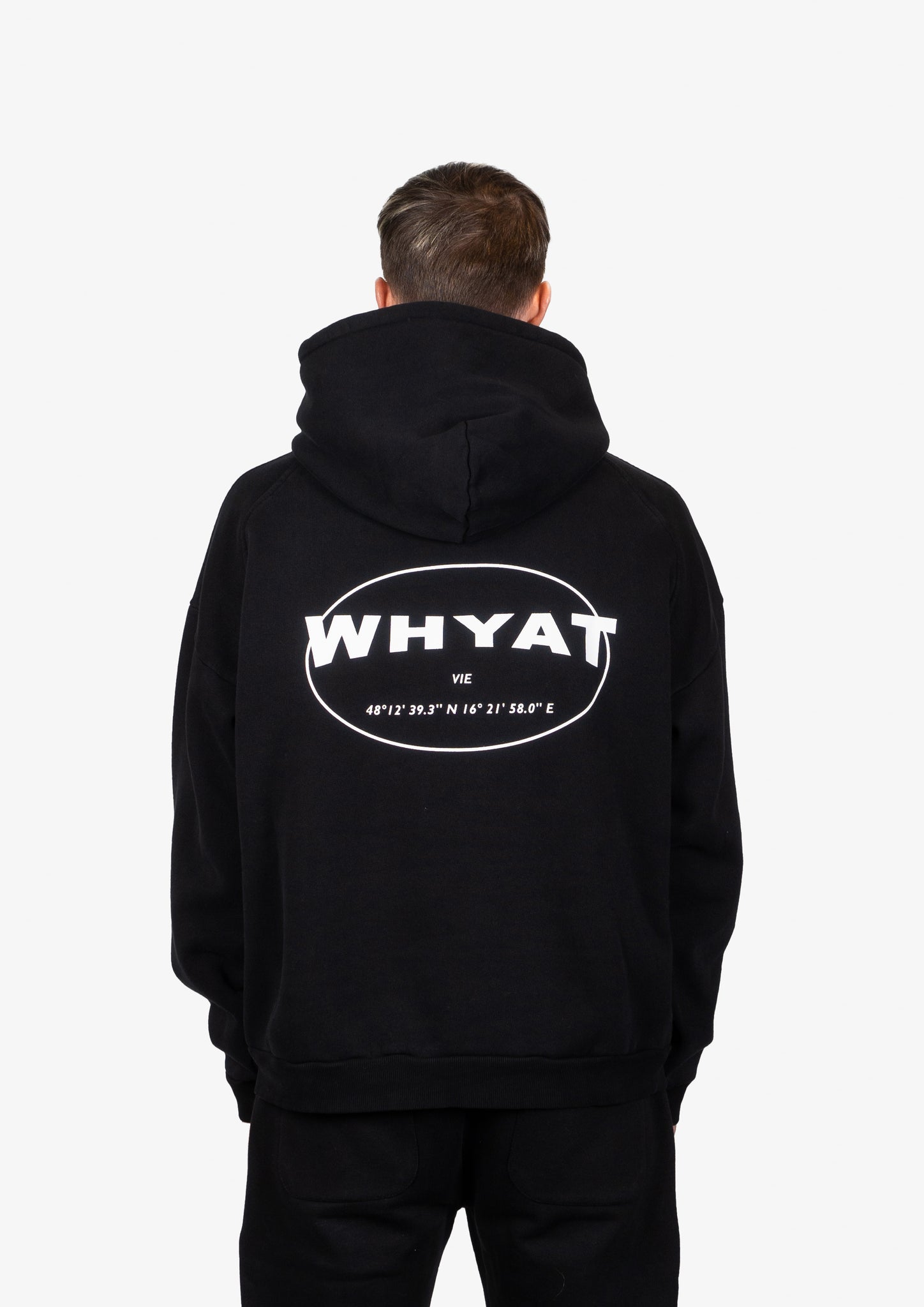 WHYAT HOODIE CIRCLE LOGO -BLACK